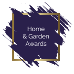 LUXlife Home & Garden Awards logo featuring a navy brushstroke design with gold frame.